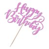 Naicaek Handmade Glitter Happy Birthday Cake Topper,Birthday Party Cake Decorations, Anniversary/Birthday Party Decoration Supplies (Purple)