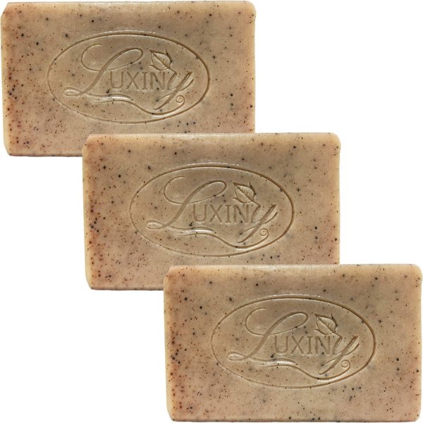 Natural Soap Bar, Luxiny Patchouli Scrub Handmade Body Soap and Bath Soap Bar is a Palm Oil Free Moisturizing Vegan Castile Soap with Essential Oil for All Skin Types Including Sensitive Skin (3 Pack)