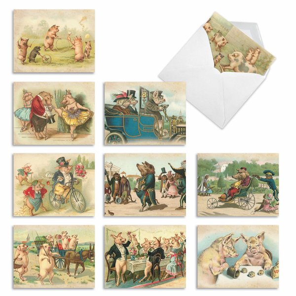 The Best Card Company - 10 Thank You Assortment Note Cards w/Envelopes, Assorted Set of Thank You Cards4 x 5.12 inch - Hog HumorM2346TYG