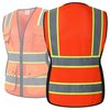 JKSafety 9 Pockets Women Hi-Vis Reflective Safety Vest | Mesh Neon Orange| Reflective Strips with Yellow Extended Trims | ANSI Compliant (168-Orange, XXL)