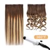 5 Pieces 20" Remy Clip in Hair Extensions Human Hair Light Brown to Dirty Blonde Highlight Brown Ombre - Silky Straight Short Thick Real Hair Extensions for Women (20 inches, (6T24) P6, 100grams)