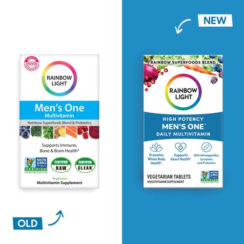 Rainbow Light Mens One Multivitamin, Men's Daily Multivitamin Provides High-Potency Immune Support, With Vitamin C, Vitamin D and Zinc, Vegetarian, 90 Count