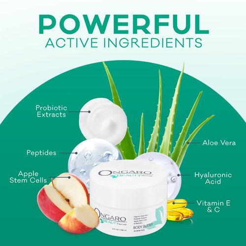 Ongaro Beauty Whipped Body Butter - Organic Shea Butter Whipped Body Butter for Women -8 fl. Oz Shea Body Butter Whipped for Women with Aloe Vera, Hyaluronic Acid, Vitamin C & E, Body Care for Women