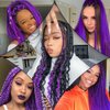 Purple Braiding Hair Extensions 16 Inch Pre stretched Braiding Hair Hot Water Setting Synthetic Hair Pre Stretched Crochet Braids Hair(16 Inch,3 Packs,Purple#）