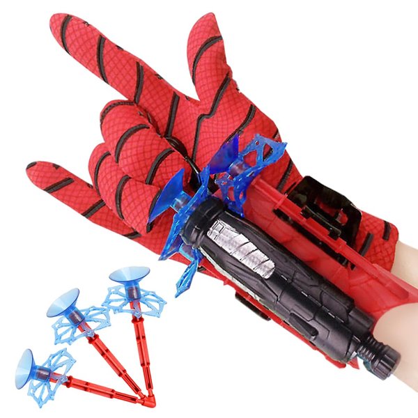 Xohny Spider Web Shooter, Superheroes Wrist Launcher Toy, Funny Children Educational Toys, Spider Gloves Man Cosplay Gift for Kids (Red)