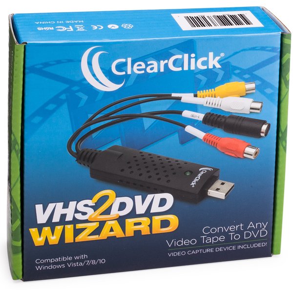 ClearClick VHS To DVD Wizard with USB Video Grabber & Free USA Tech Support