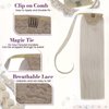 LaaVoo Ponytail Hair Extensions Human Hair Wrap Around Ponytail Extension Human Hair #60 Platinum Blonde Human Hair Clip in Ponytail Hair Extensions 14 Inch 70g