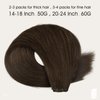 Full Shine Genius Weft Hair Extensions 60G 20 Inch Sew In Weft Extensions Remy Hair Hand Tied Extensions Straight Hair Weft Human Hair Extensions Brazilian Hair Dark Brown Hair Extensions