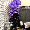 Purple and Black Balloons, 60 Pcs Purple Balloons Set with Metallic Purple Metallic Silver Balloons, 12 Inch Deep Purple Dark Purple Black Balloons Globos Morados for Kids Birthday Party Decorations