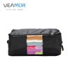 VEAMOR Comforter Storage Bags Pack of 2,Pillow Beddings/Blanket Clothes Organizer Storage Containers with Zippers,Breathable and Moistureproof(Black,2pcs)