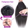 Feelgrace Virgin Human Hair Kinky Straight Ponytail Hair Extensions Clip in Hair Extension Remy Hair (16 Inch, Kinky Straight)