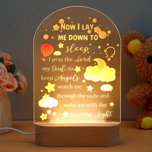 Tujoe Baptism Gifts for Girl Boy Acrylic Night Light Gift for Kids Baby Gifts Keepsake Baby Shower Gifts Acrylic Plaque Light for Girl Boy Baby Shower Gifts