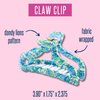 Lilly Pulitzer Fabric Wrapped Patterned Medium Claw Clip for Women, Cute Butterfly Clip for Hair, Dandy Lions