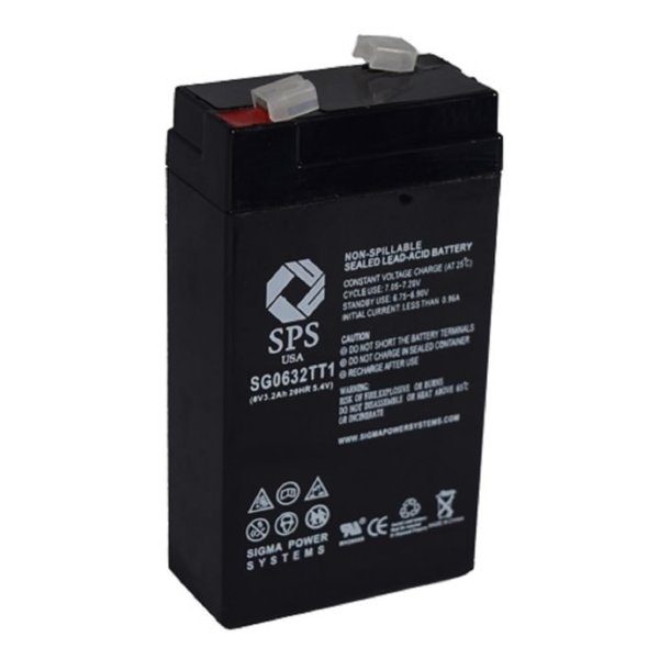 SPS Brand 6V 3.2 Ah Replacement Battery for Panasonic LCR306P (1 Pack)