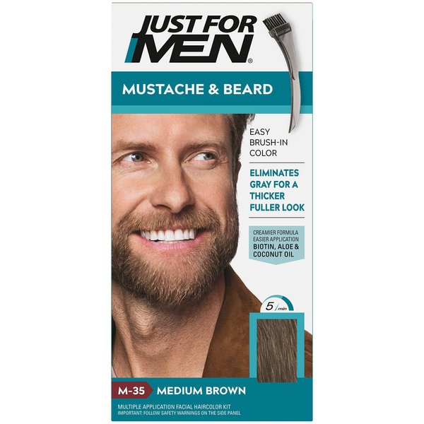 JUST FOR MEN Color Gel Mustache & Beard M-35 Medium Brown 1 ea (Pack of 10)