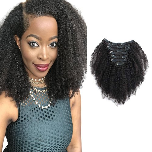 Sassina Afro Curly Clip In Human Hair Extensions 3C 4A Seamless Real Thick Clip On Extensions For African Americans 120 Grams 7 Pieces Double Wefts With 17 Clips AC 16 Inch