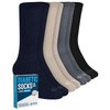 Doctor's Select Mens Diabetic Socks - 4 Pairs | Black, Gray, Beige, Navy | Neuropathy Socks for Men | Diabetic Socks for Men | Mens Diabetic Socks size 10-13 | Diabetic Crew Socks for Men