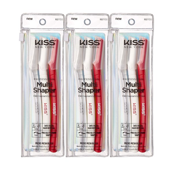 Kiss Professional Multi Shaper Dermaplaning Tool, Eyebrow Razor, Facial Razor, Hair Trimmer (9 Count)
