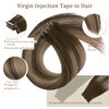 Full Shine Ombre Intact Tape in Hair Extensions Color 4/27/4 Balayage Virgin Injection Tape in Human Hair 24 Inch Seamless Tape in Extensions 12.5 Gram 5 Pcs Invisible Tape Extensions for Women