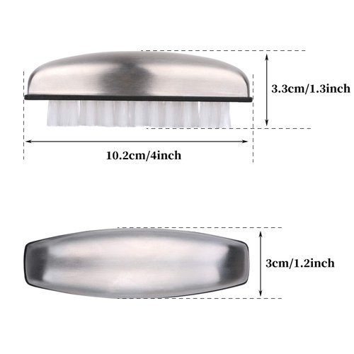 Yebeauty Nail Brush Fingernail Cleaner, 2 PCS Hand Scrub Cleaning Brush Stainless Steel Hand Finger Toes Scrubbing Brush, Pedicure Nail Scrubber