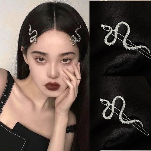 E EMZHOLE 2PCS Metal Snake Hair Clips, Vintage Snake Hair Barrettes Minimalist Snake Hair Pins, Twists Snake Hair Clip Set Hair Jewelry Decorative Unique Hair Accessories for Women Girls