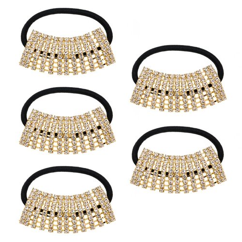 Xiwstar 5Pcs Elastic Hair Scrunchies Rhinestone Hair Bands Crystal Hair Ties Hairband Girls Women Headband Ponytail Holder Hair Accessories