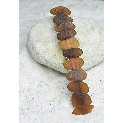 Genuine Surf Tumbled Frosted Brown Sea Glass French Barrette Hair Clip 4" or 100 mm Length - Quantity of 1
