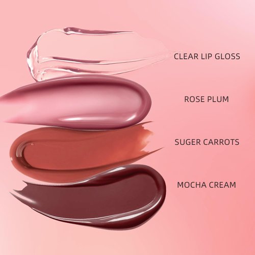 MYMERRY 4 In 1 Lip Stain,3 Vivid Color Lip Tints and Clear Lip Gloss,Contains Lip Oil Gloss and Velvety Lip Tint for Matte/Plumping Glossy Lip Look,Moisturizing，Non-Sticky,Long-Lasting,Smudge-Proof