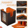 Jeixynik MTG Deck Box, 3-in-1 Magic Gathering Commander Deck Storage, Magnetic Leather Card Storage Box with 2 Commander Display & 4 Dividers & Dice Tray Fit TCG CCG Cards, Black-Orange