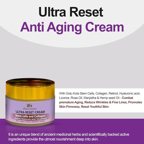 Nirvana Nurture Ultra Reset Anti Aging Cream Reduce Wrinkles, Fine Lines, Boost Firmness, Elasticity -Gotu Kola Stem Cells, Collagen, Retinol, Licorice, Hyaluronic Acid, Manjistha