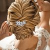 Mabor 4Pcs Rhinestone Bridal Hair Clip Decorative Crystal Faux Flower Hair Pins Sparkly Silver Headpiece Accessories for Wedding Party Prom Bling Barrette for Women Girls Bridesmaid Bride