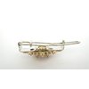 Two small tiny gold and clear crystal hair pin clip barrettes fine hair