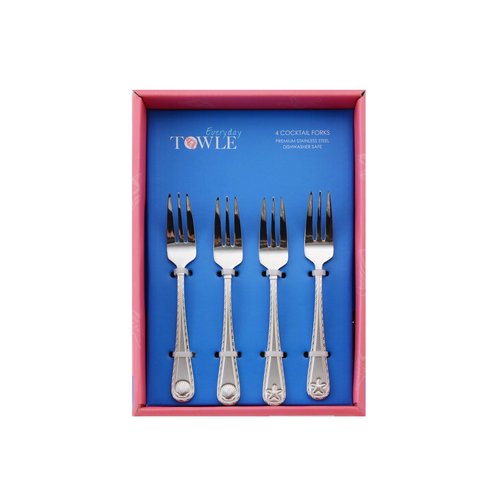 Towle Living Antigua Frost Cocktail Forks, Set Of 4, Stainless Steel