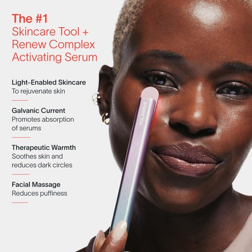 Solawave 4-in-1 Radiant Renewal Wand and Serum Bundle, Face Skincare Wand with Facial Massager, Facial Wand with Renew Complex Serum