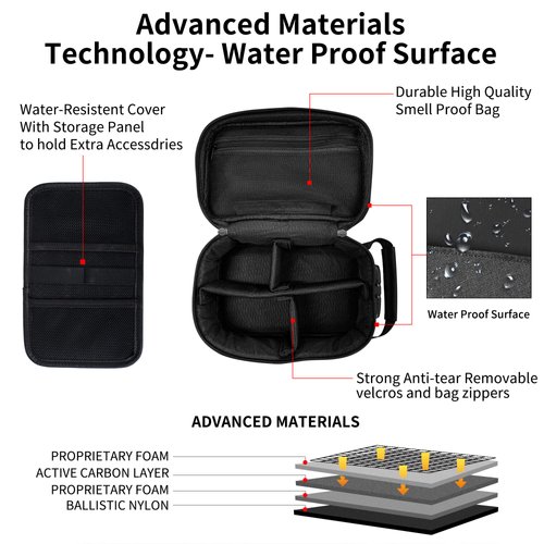 IDEATECH Smell Proof Bag Stash Box, Smell Proof Containers with Combo Lock, Odorless Travel Storage Bag, Home Organizer Case Lock Box with Accessories, Smell Proof Box Gift for Women/Men (Black)