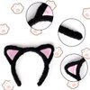 Black Cat Ears Headband Hairband, Cute Animal Ears Headband, Soft Plush Cat Ear Headwear Hair Hoop for Halloween Cosplay Cat Costume Make Up Washing Face