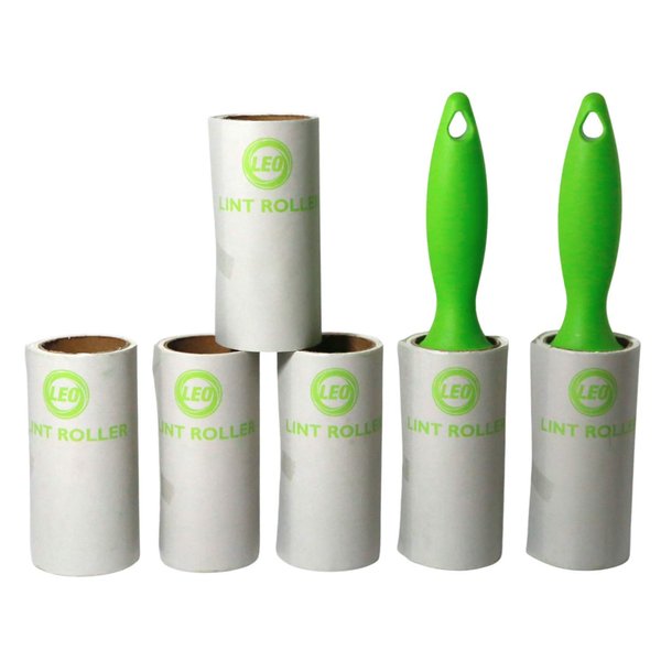 Leo Small Lint Roller + 6 Refills Total 360 Sheets of Sticky Peel Tape Per Roll For Pet Hair Remover Lint Brush (6pc Mini Lint Roller)