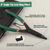 LEOONTOOL Angle Tip Lock Ring Pliers Spring Loaded 9-Inch Special Circlip Pliers Retaining Ring Pliers for Retaining Rings on Shafts, Snap Ring Pliers for Removing Installing Gearshift Locking Rings