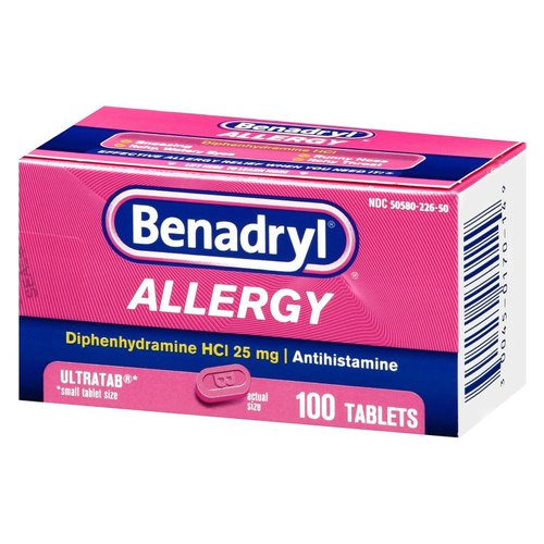 Benadryl Allergy Ultratab Tablets, 100 Tablets (Pack of 2)