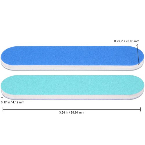 25pcs - PANA Mini Double-Sided Emery Nail File for Manicure, Pedicure, Natural, and Acrylic Nails - Blue/Light Blue (Grit 100/180)
