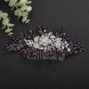 Teyglen Flower Crystal Bride Wedding Hair Comb Floral Hair Accessories with Rhinestone Bridal Purple Rhinestone Hair Piece Sparkly Crystal Headpiece for Women Bride Flower Girls (Dark Purple)
