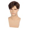 Swiking Men Brown Straight Wigs Short Side Part Natural Synthetic Hair for Male Daily Full Wig