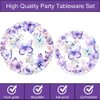 51 Pcs Butterfly Birthday Party Supplies Purple Butterfly Tablecloth Paper Plates Napkins Forks Dinnerware for Butterfly Girls Baby Shower 1st 2nd 3rd 4th Birthday Party Supplies Decorations