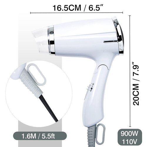 Folding Hair Dryer Compact Travel Blow Dryer Professional Salon Hair Dryer Small Hair Dryer 3 Heat Settings Lightweight Mini 8x7inch for Men and Women