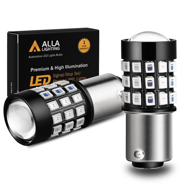 Alla Lighting BAY15D 2057 1157 LED Strobe Brake Lights Bulbs, Pure Red 7528 1154 3496 Flashing Stop Lamps Dual Filament 12V for Cars, Trucks, Motorcycles, Trailers