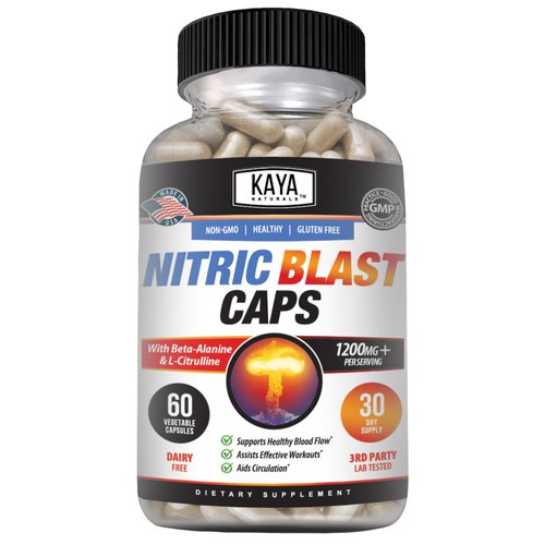 Kaya Naturals - Nitric Blast Potent All-Natural Herbal Supplement for Maximum Health Benefits | Pre-Workout | Increased Energy | Improved Nighttime Performance | - 60 Capsules