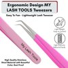My Lash Tools Eyelash Extension Curved Degree Tweezers for Isolation Lash Extensions 14cm, Best for Individual Isolation & Classic Lashes Japanese Stainless Steel Eyelash Twisers (Double Pink Color)