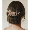 SWEETV Gold Wedding Hair Comb for Bride Handmade Bridal Hair Clip Wedding Hair Accessories for Brides Bridesmaid