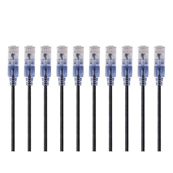 Monoprice Cat6A Ethernet Patch Cable - Snagless RJ45, 550Mhz, 10G, UTP, Pure Bare Copper Wire, 30AWG, 10-Pack, 3 Feet, Black - SlimRun Series