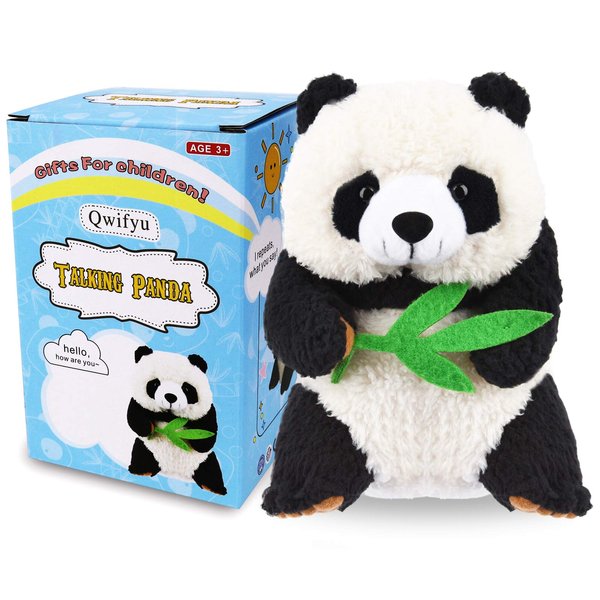 Qwifyu Talking Panda, Repeats What You Say Plush Animal Toy Buddy Panda for Boys Girls Kids Gift